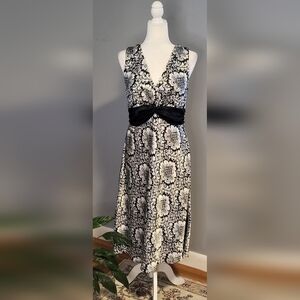 Rabbit Rabbit Rabbit VFront Tie Back Lined Satin-Like Polyester Midi Dress Sz 12